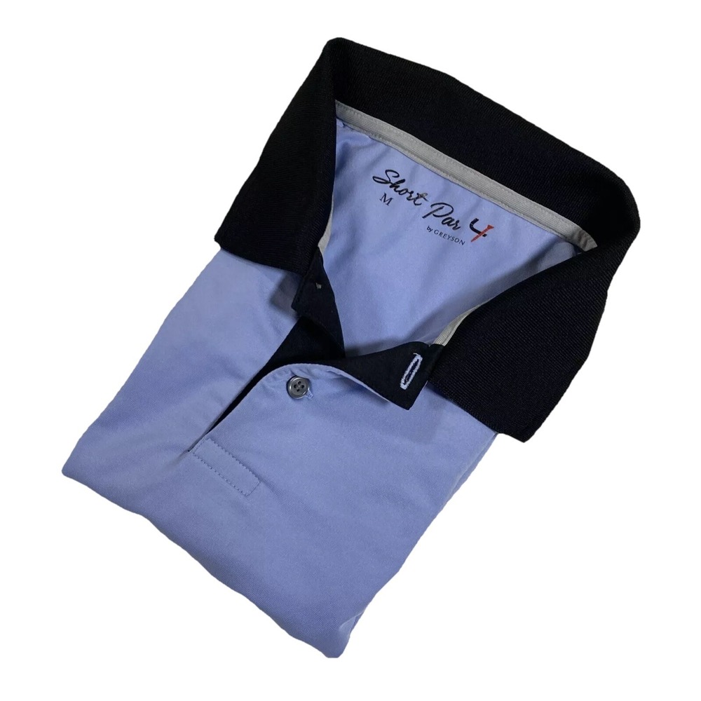 Greyson Short Par 4 Golf Polo Shirt Mens M Performance Stretch Contrast Trim